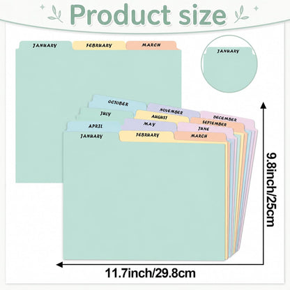 gisgfim 12 Top‑Tab Monthly File Guides, Jan‑Dec Dividers, Pastel
