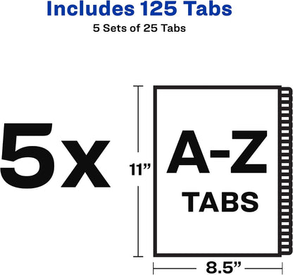 Avery® Legal Exhibit Dividers, Side Tab, A-Z, White, 5 Sets