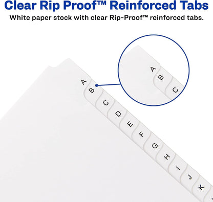 Avery® Legal Exhibit Dividers, Side Tab, A-Z, White, 5 Sets