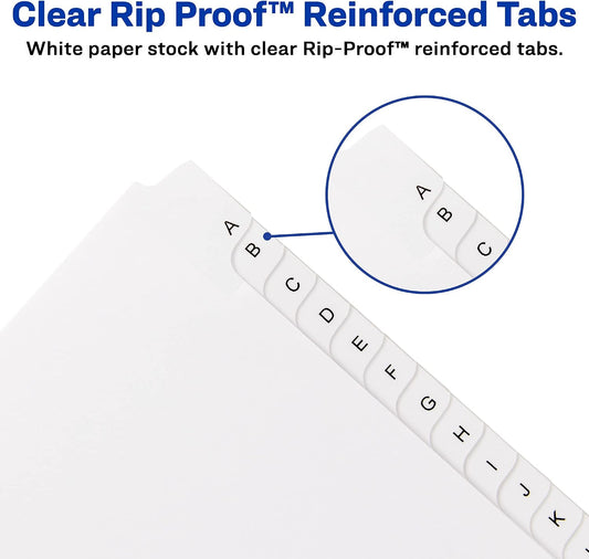 Avery® Legal Exhibit Dividers, Side Tab, A-Z, White, 5 Sets