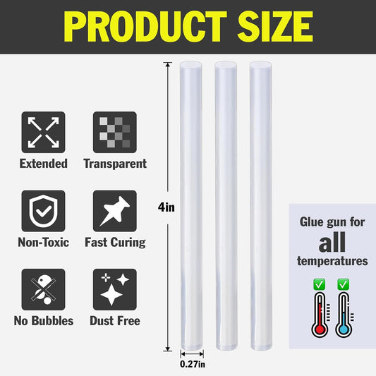 240 Pack Mini Hot Glue Sticks, 4" Long x 0.27" Diameter Glue Sticks for Mini Glue Guns, Perfect Fit for Wood, Metal, Glass, Plastic, Floral, Fabric, Leather, Foam, Floral