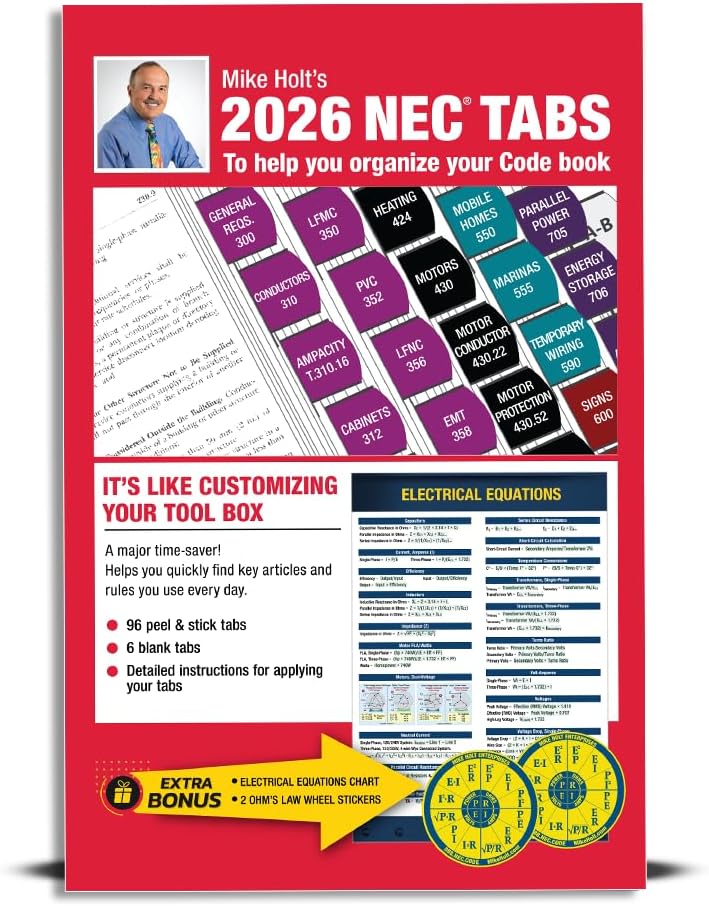 Mike Holt's Electrical Code Tabs, Based on the 2026 NEC