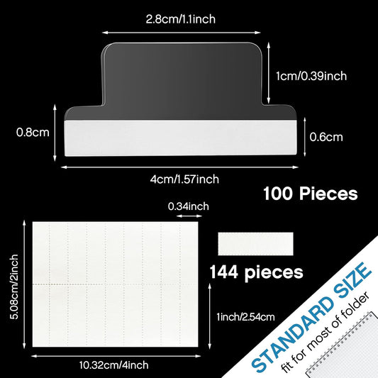 Gueevin 100 Pieces Self Adhesive Insertable Tab Dividers, 1 Inch Clear Tabs