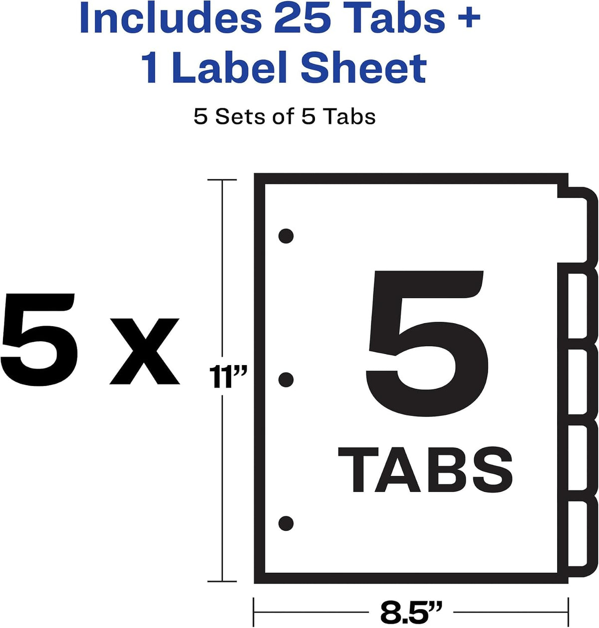 Avery Index Maker Clear Label Dividers, 5-Tab, White, 5 Sets