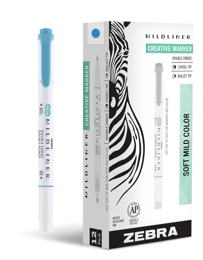 Zebra Pen MILDLINER No Bleed Highlighter, Lemon Yellow, Dual Tip, 12-Pack