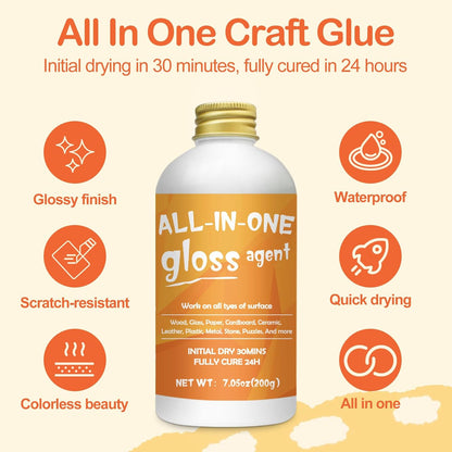 1DFAUL Crafts Sealer Gloss Finish, 200ml All Purpose Craft Glue