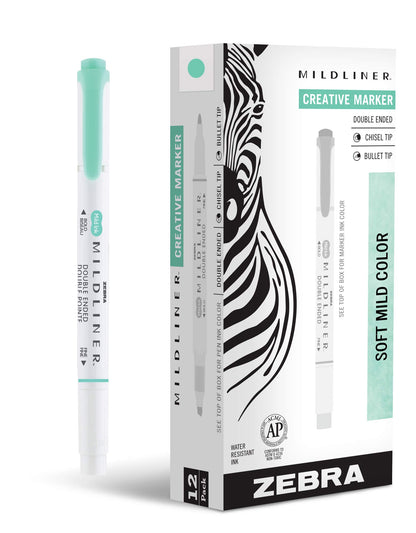 Zebra Pen MILDLINER No Bleed Highlighter, Lemon Yellow, Dual Tip, 12-Pack