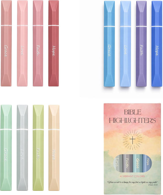 Sixhaven Bible Highlighters No Bleed, Variety Pack of 12 Pastel Highlighters, 3 Gift Box Sets, Chisel Tip Bible Study Markers, Christian Journaling Supplies, Hope Faith Grace Love, for Women & Men
