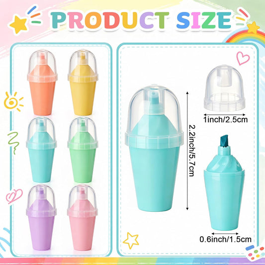 Teling 96 Pcs Cute Highlighters Mini Pastel Color Chisel Tip Highlighters