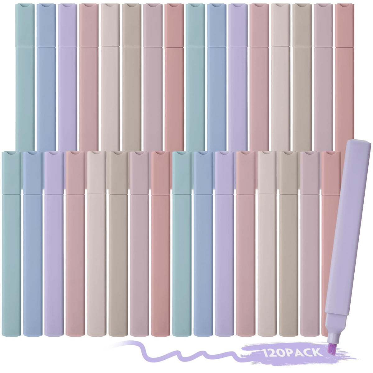 Marspark 120 Pcs Highlighters Bulk No Bleed, Morandi Color