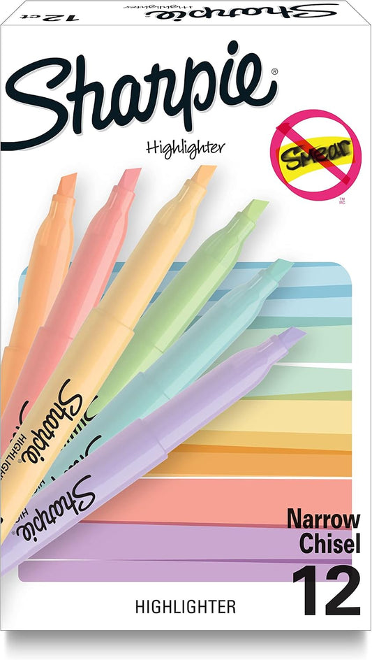 SHARPIE Pocket Highlighters, Mild Pastel and Fluorescent Colors, Chisel Tip, Teacher Gifts, College Students, Assorted, 24 Count