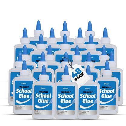 Darice Washable School Glue 4oz - 24-Pack White Liquid Glues for Kids - Extra-Strong for Slime, Arts and Crafts, Back to School Supplies - Glue Bottle with Adjustable Twist Closure