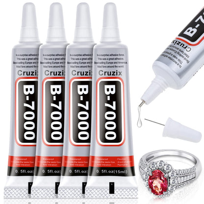 60 Tube B-7000 Glue 15Ml/0.5 fl oz- Strong Transparent Rhinestone Glue with Precision Tip, Waterproof, Flexible, Bulk B7000 Glues Paste Adhesive for DIY Craft Jewelry Making Shoes Phone Repair