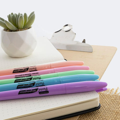 BAZIC PRODUCTS Pen Style Pastel Highlighters, Chisel Tip, Clip, 24-Box