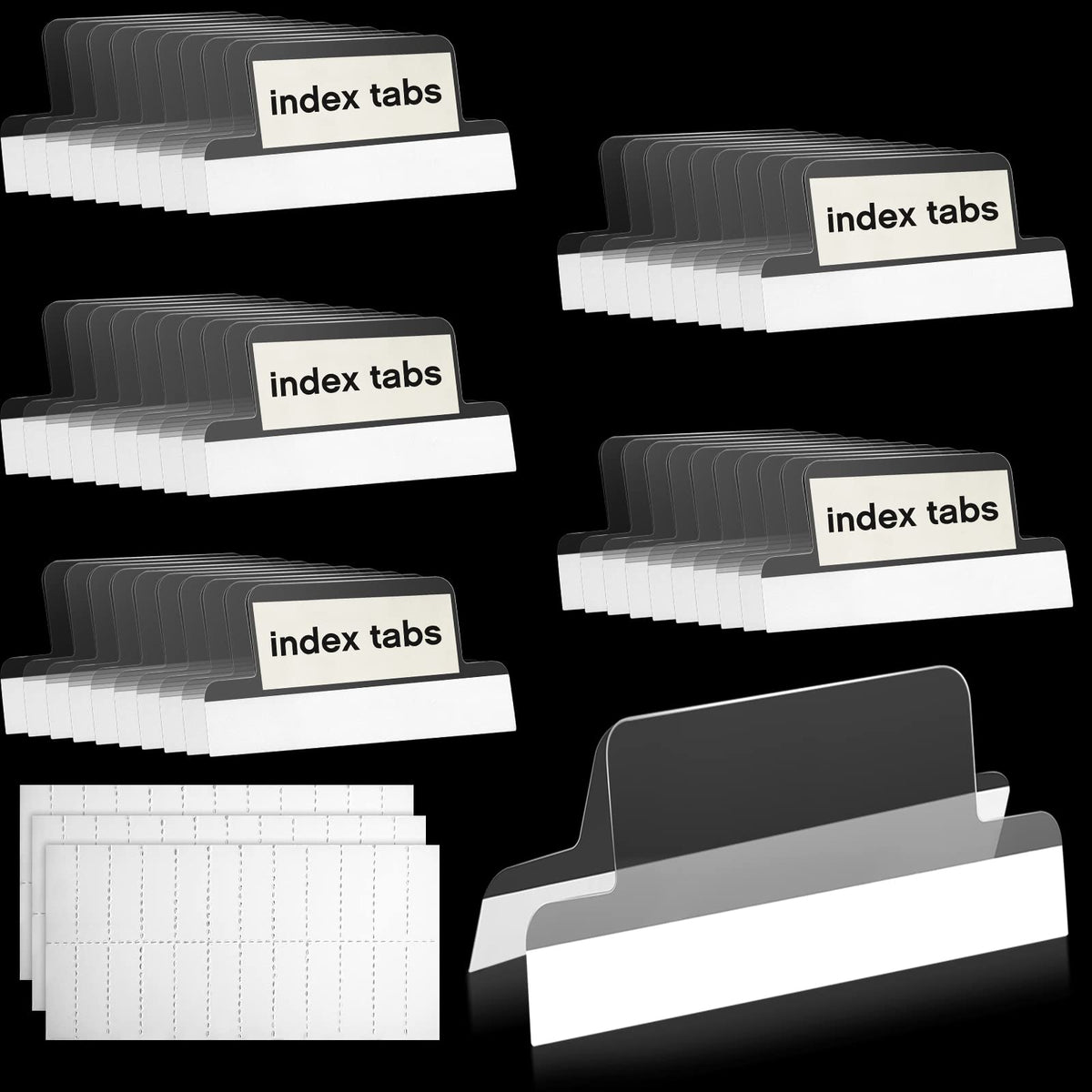 Gueevin 100 Pieces Self Adhesive Insertable Tab Dividers, 1 Inch Clear Tabs