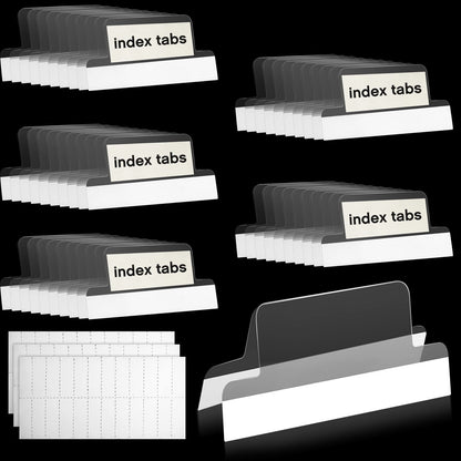 Gueevin 100 Pieces Self Adhesive Insertable Tab Dividers, 1 Inch Clear Tabs