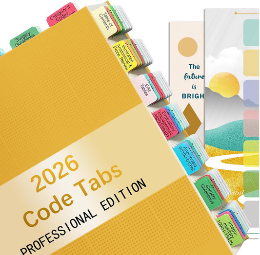 Upgraded Index Tabs for CPT 2026 Professional Edition (AMA), 96 Book Tabs, Color-Coded with Alignment Card & Page Numbers Sheet & Bookmark, Laminated Durable, Book Not Included