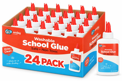 Liquid Glue (12 Pack) - 4 oz Washable School Glue, Bulk, Non-Toxic for Kids, for Slime, Arts and Crafts - by Enday