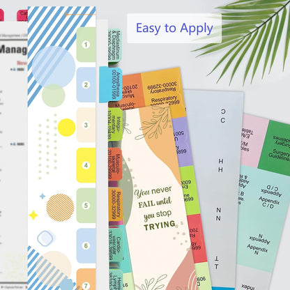 Improved Index Tabs for CPT 2026 Professional Edition, Color-Coded & Laminated CPT Tabs, 90 Printed Tabs with Blank Ones,Alignment Guide and Page Numbers Sheet Included, Tear-Resistant & Waterproof