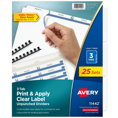 Avery® Index Maker® Clear Label Dividers, 8-Tab, Unpunched, 150 Sets