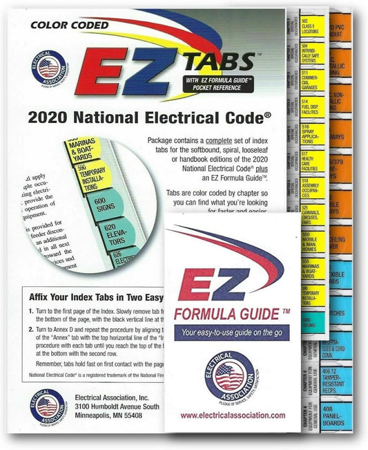 2020 EZ Tabs (Color Coded) with a Formula Guide Based on National Electrical Code, NEC, 2020 Edition