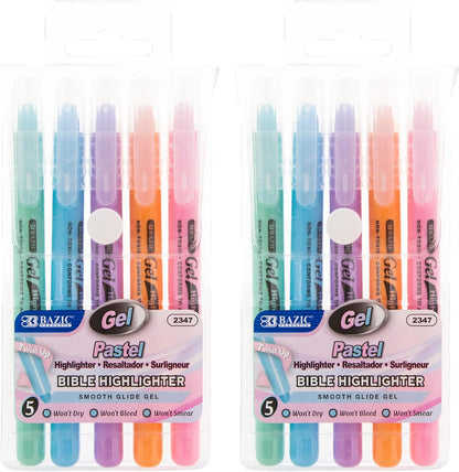 BAZIC PRODUCTS Gel Bible Highlighters, 12 Colors, No Bleed, 2-Pack