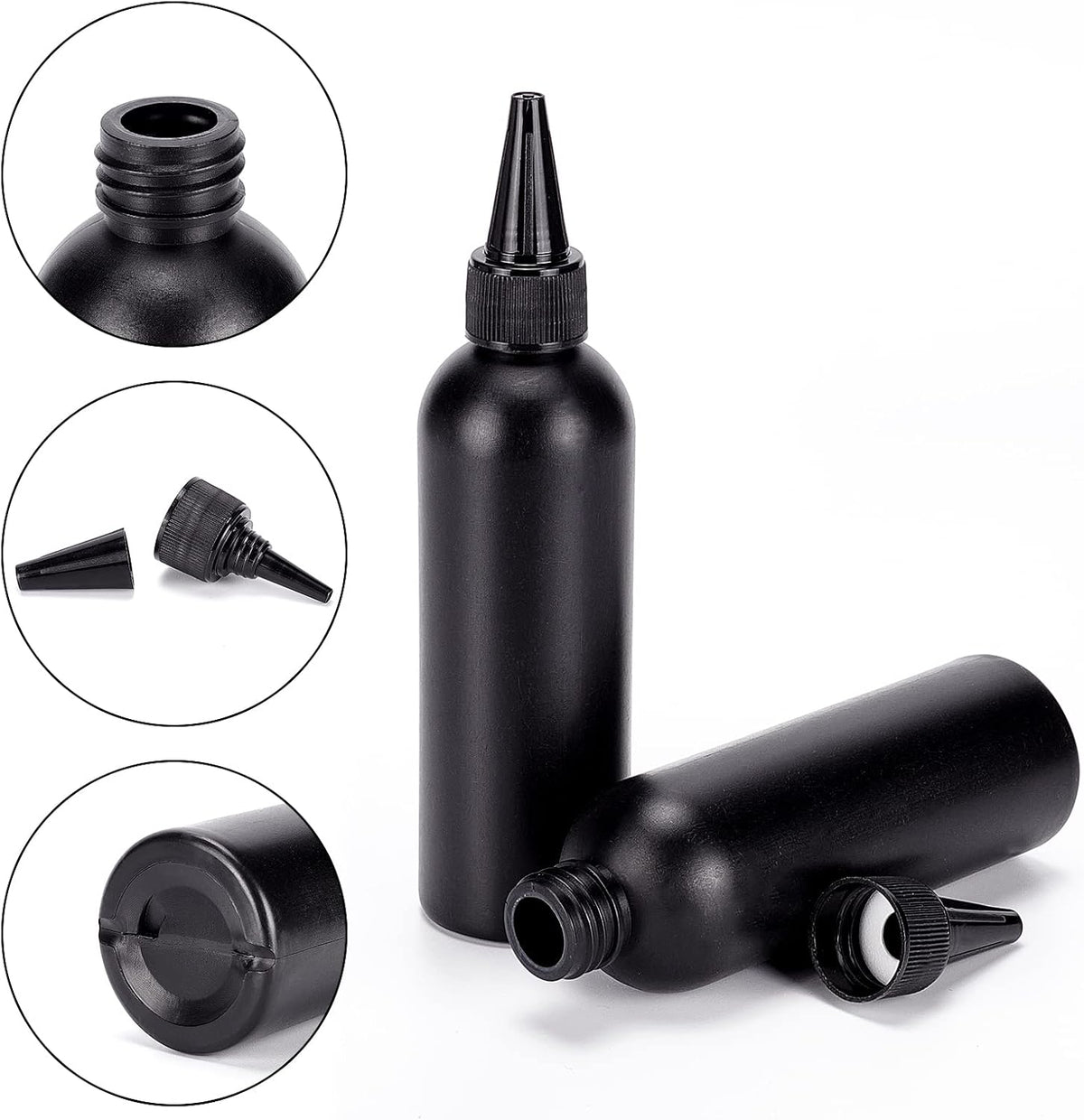 BENECREAT 16Pcs 120ml/4.06oz Black Plastic Squeeze Bottles, Squeeze Condiment Bottles with 2Pcs Funnels and 10Pcs Transfer Pipettes for Ink Tattoo Liquid Painting Glue