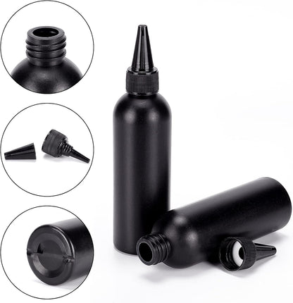 BENECREAT 16Pcs 120ml/4.06oz Black Plastic Squeeze Bottles, Squeeze Condiment Bottles with 2Pcs Funnels and 10Pcs Transfer Pipettes for Ink Tattoo Liquid Painting Glue