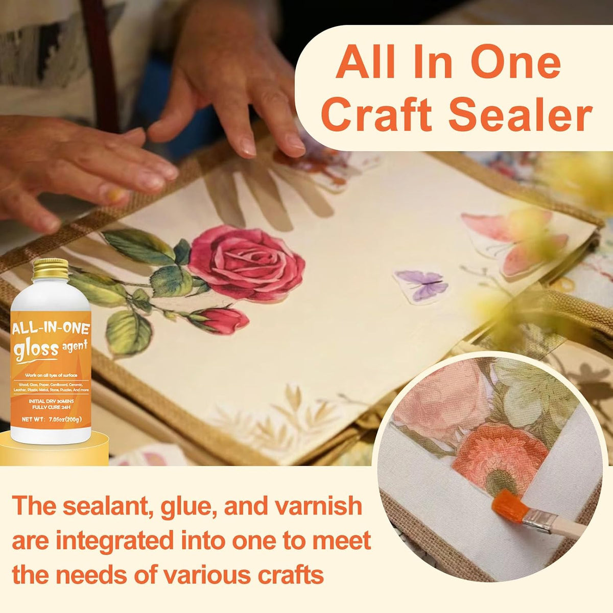 1DFAUL Crafts Sealer Gloss Finish, 200ml All Purpose Craft Glue