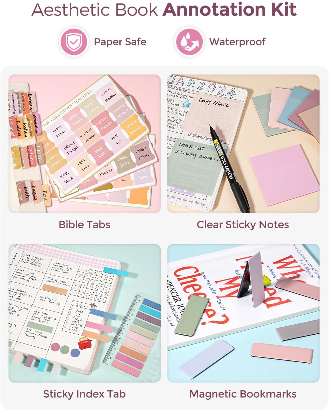 Nicpro 71PCS Aesthetic School Supplies with Pen Case, Bible Study Kit, Pink