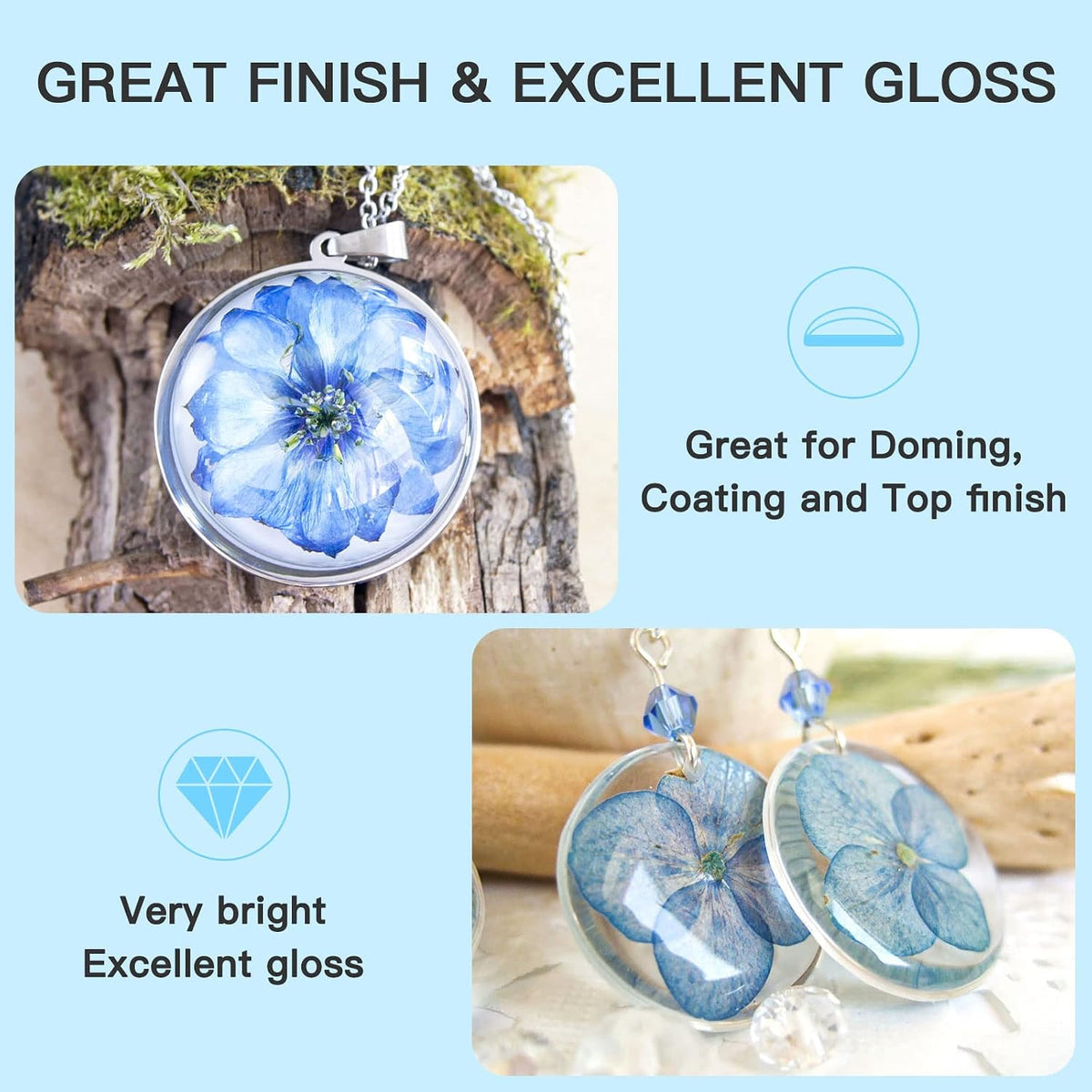 JDiction UV Resin, Upgrade 300g High Viscosity Hard UV Resin with Crystal Clear Resins Kit for Doming, Sealing, Coating, and Casting
