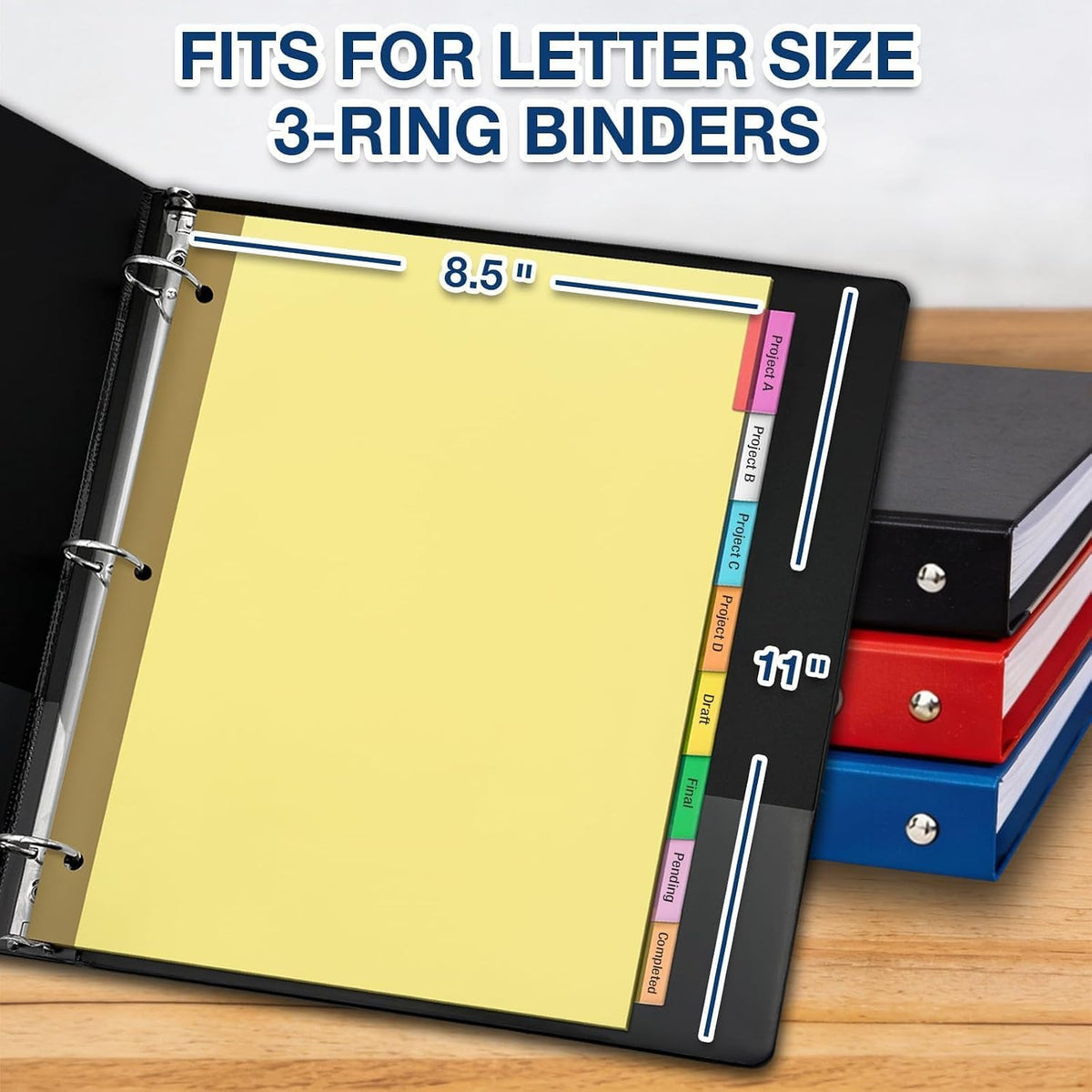 H4D 120 Pack Insertable Binder Dividers with 8 Tabs for 3-Ring Binder