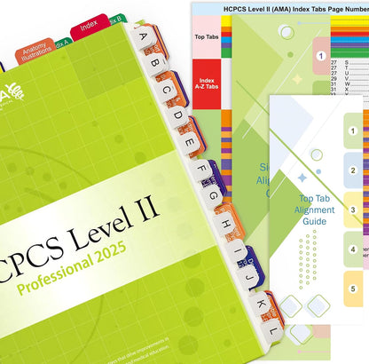 Index Tabs for HCPCS Level II Professional 2025-AMA Version, Complete Book Tabs Set to Index All Important Parts, Laminated Durable with Blank Tabs & Page Numbers (Book Not Included)