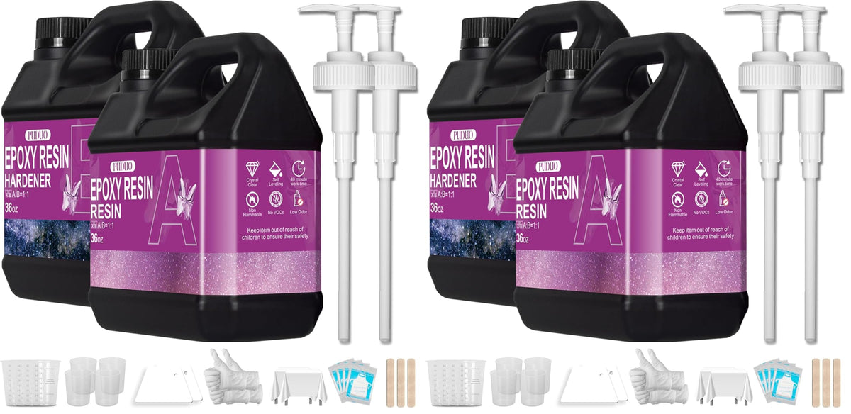 Puduo Epoxy Resin Kit 72OZ, Newly Formulated Crystal Clear Epoxy Resin
