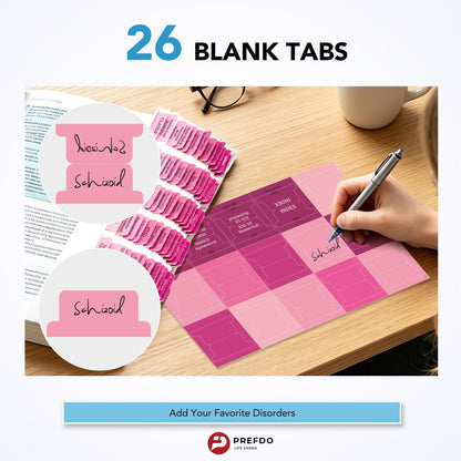 Index Tabs for DSM-5-TR 2022, 94 Color-Coded Tabs, 26 Blank Tabs, Pink