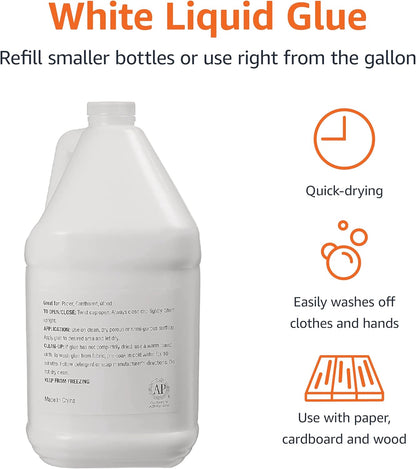 Amazon Basics All Purpose Washable School Craft Liquid Glue for Making Slime, Arts and Crafts, White, 1 Gallon, Single Pack
