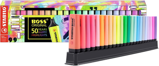 STABILO Highlighter BOSS ORIGINAL - Deskset of 23-9 Fluorescent Colors + 14 Pastel Colors