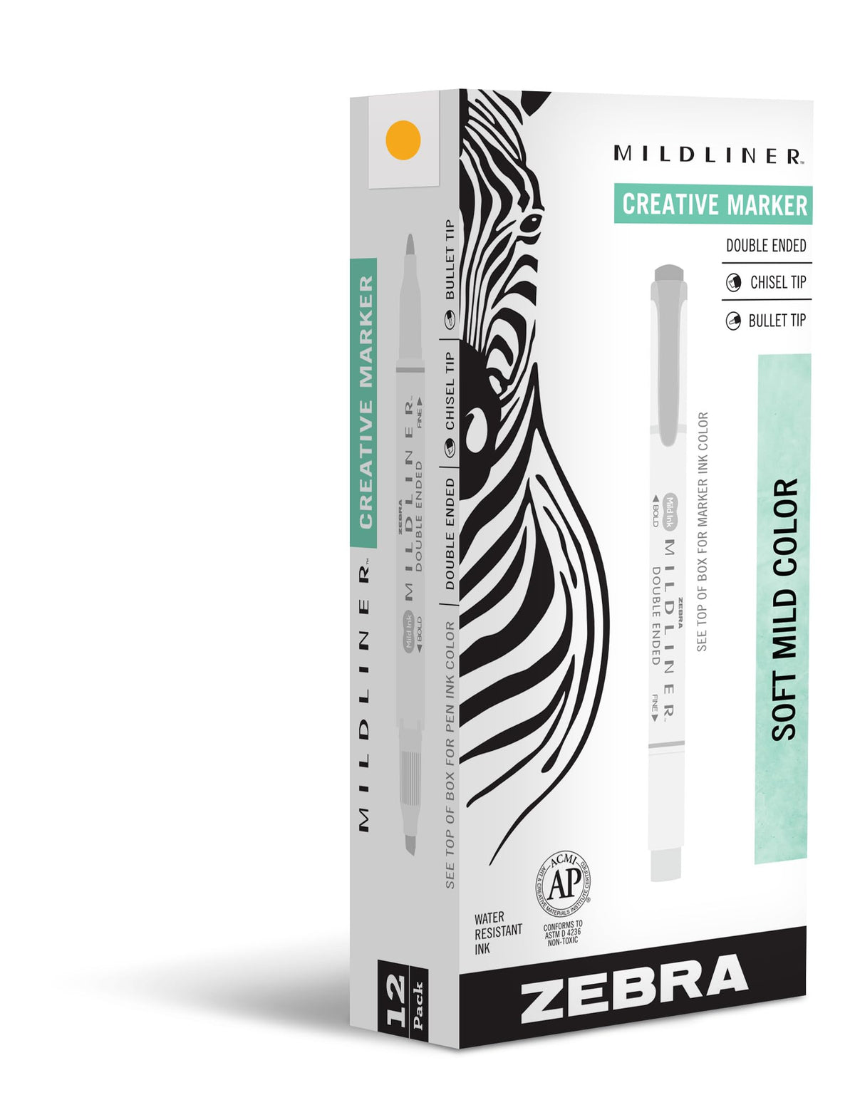 Zebra Pen MILDLINER No Bleed Highlighter, Lemon Yellow, Dual Tip, 12-Pack