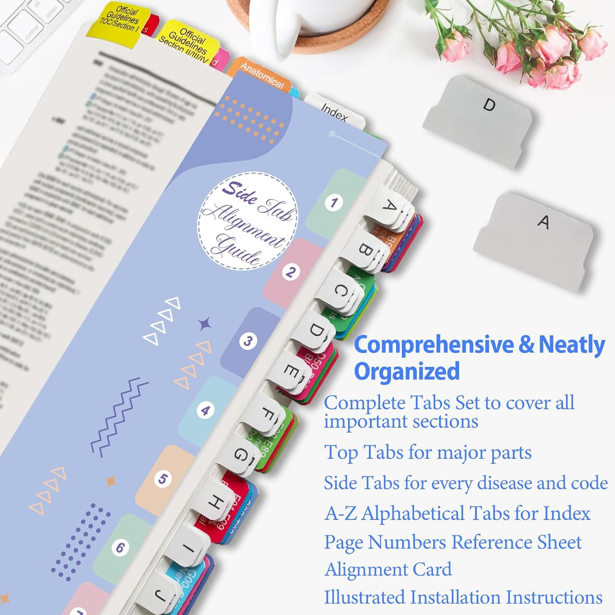 Index Tabs for AAPC Version ICD-10-CM 2026, Upgraded Complete Book Tabs Set (Book not Included), Color-Coded Tabs for Every Chapter with Code Ranges, Laminated & Waterproof & Repositionable