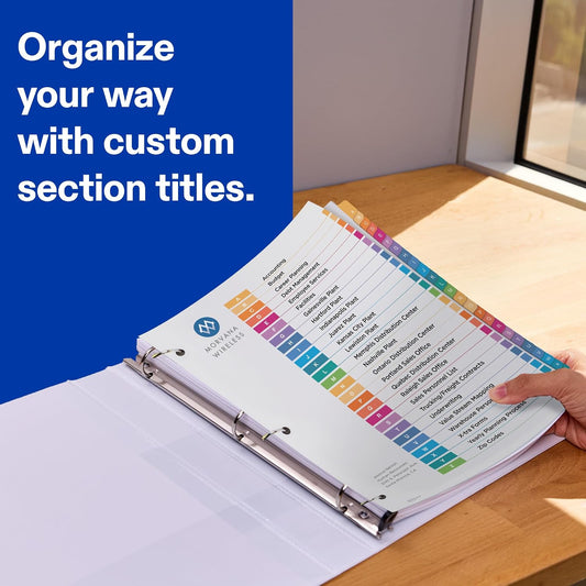 Avery A-Z Dividers for 3 Ring Binders, 26 Tabs per Set, Customizable Table of Contents, Multicolor Tabs, Great for Organizing Reports, Projects, and More (3 Sets of 44225)