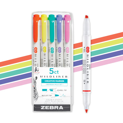 Zebra Pen MILDLINER No Bleed Highlighter, Lemon Yellow, Dual Tip, 12-Pack