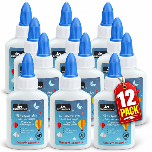 1InTheOffice Washable School Glue, Premium-Quality Glue, White, 1.25 Oz 12 / Box