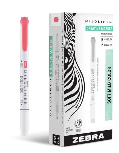 Zebra Pen MILDLINER No Bleed Highlighter, Lemon Yellow, Dual Tip, 12-Pack