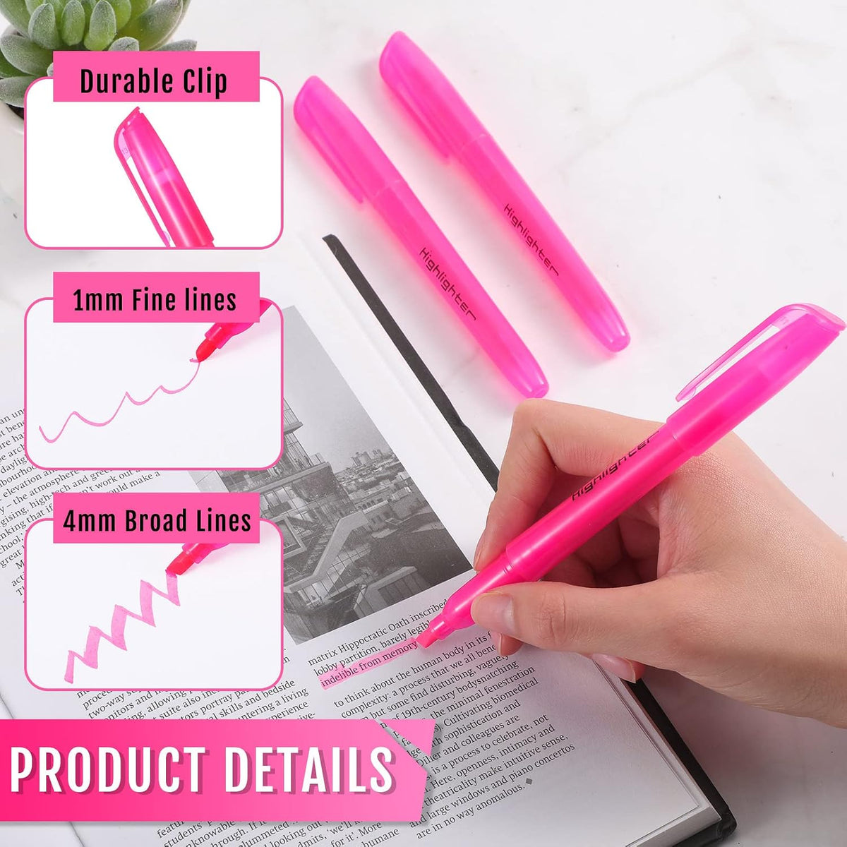 Fuutreo 180 Pack Pink Highlighters Bulk Bright Color Pastel Marker Pens