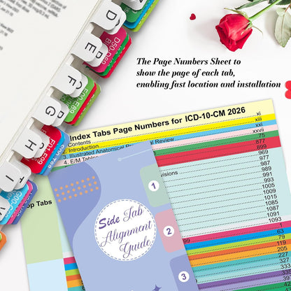 Index Tabs for AAPC Version ICD-10-CM 2026, Upgraded Complete Book Tabs Set (Book not Included), Color-Coded Tabs for Every Chapter with Code Ranges, Laminated & Waterproof & Repositionable