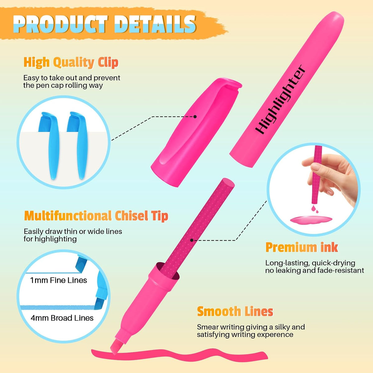 192 Pack Highlighters, Highlighters Bulk in 6 Assorted Colors, No Bleed