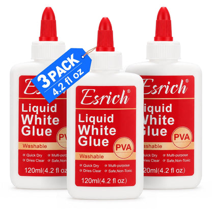 ESRICH 30 Pack White Liquid Glue for Kids, 4.2 fl oz, Slime & School Crafts
