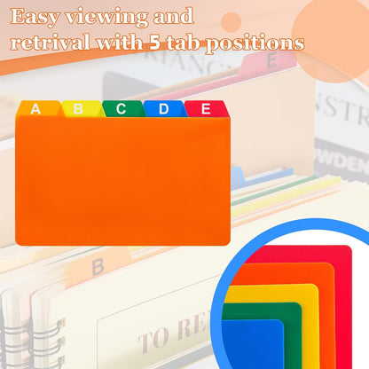 Lewtemi 50 Pcs Index Card Dividers 4" x 6" with Cards Guides, Multicolor