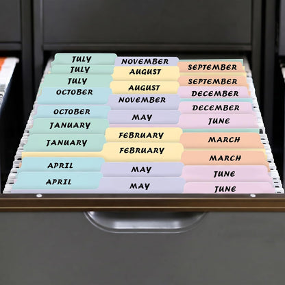 gisgfim 12 Top‑Tab Monthly File Guides, Jan‑Dec Dividers, Pastel