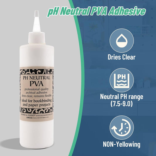Lineco PH Neutral PVA Adhesive, Dries Clear, 8 Ounce, Pack of 2
